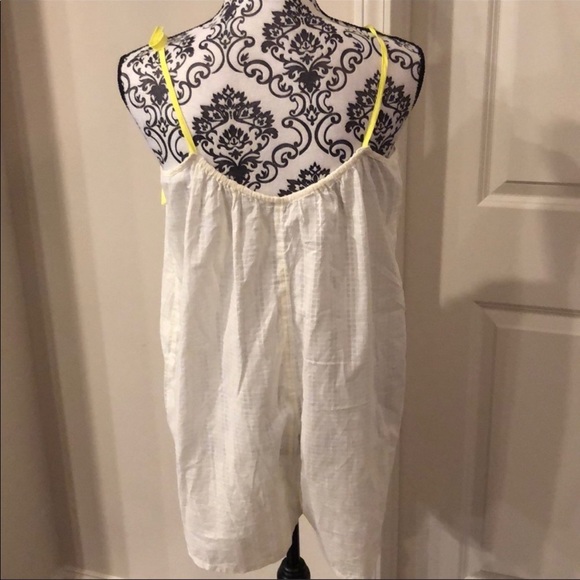 Aerie Romper Pajama Small 100% Cotton Chartreuse Tassels - Picture 3 of 8